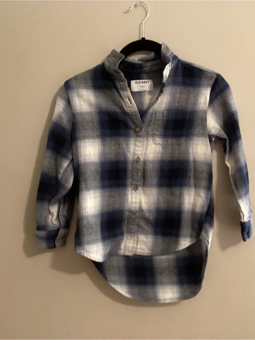 Old Navy Navy and White Plaid Button-Down Shirt for Kids